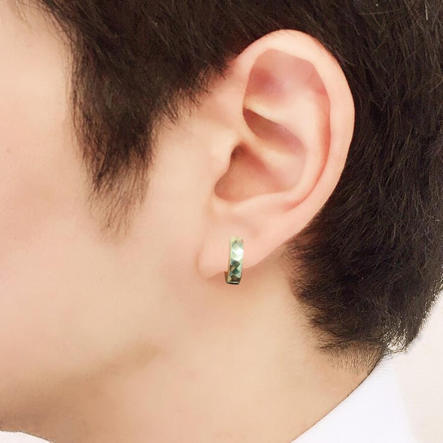 18金 K18 ピアス メンズ フープ　馬蹄 楽天市場】ピアス メンズ フープ K18 中折れ 両耳 馬蹄型