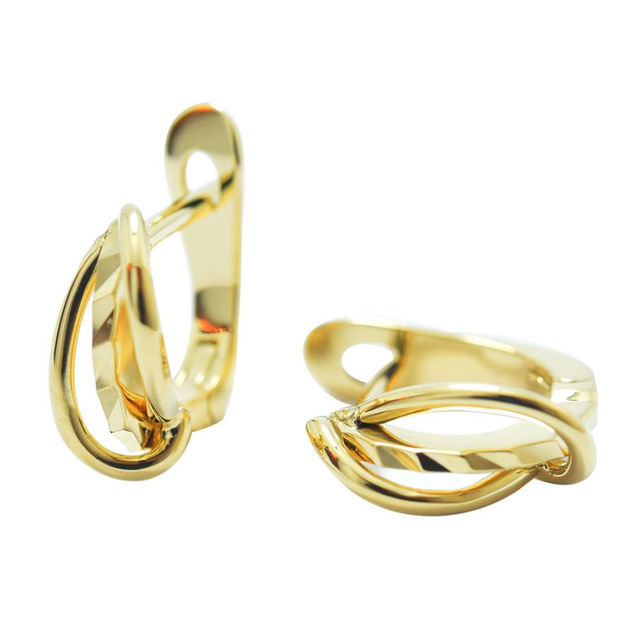 ピアス レディース フープ K18 デザイン 中折れ 両耳 新品 : 御徒町