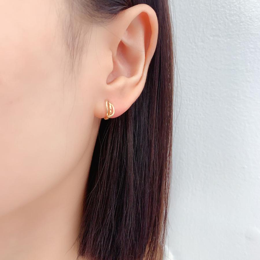 ピアス レディース フープ K18 デザイン 中折れ 両耳 新品 : 御徒町 