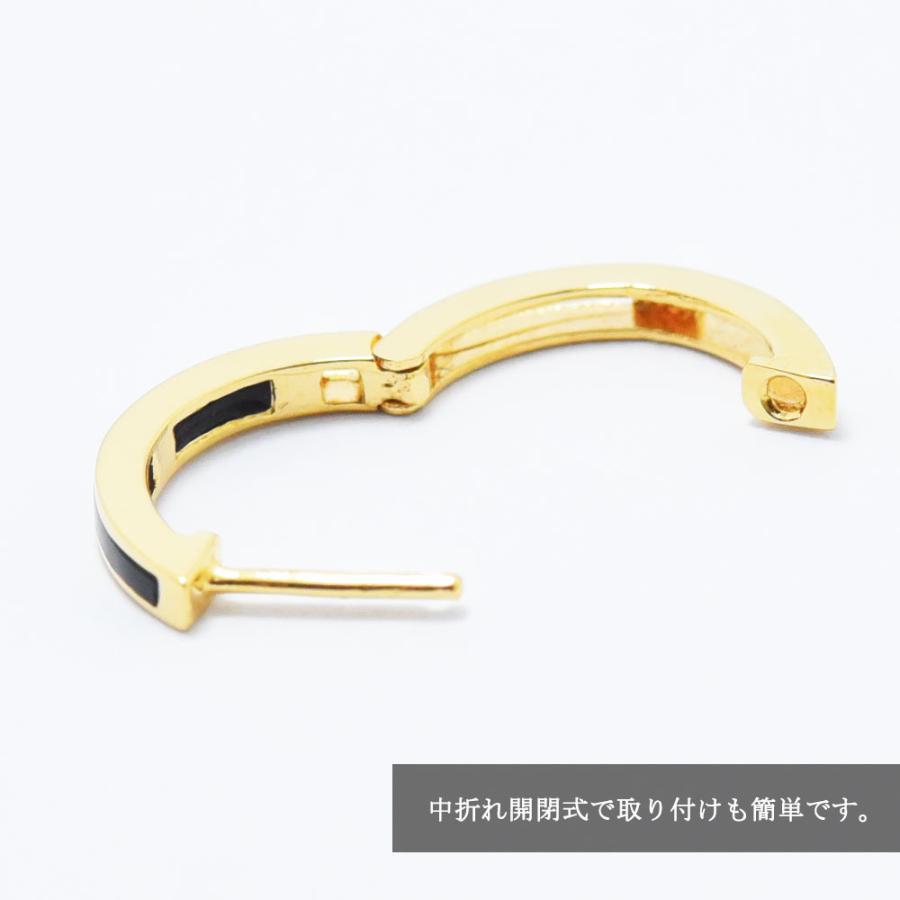 新品　ピアス メンズ フープ K18 オニキス中折れ 両耳 レディース ピアス メンズ フープ K18 オニキス 中折れ 両耳 レディース