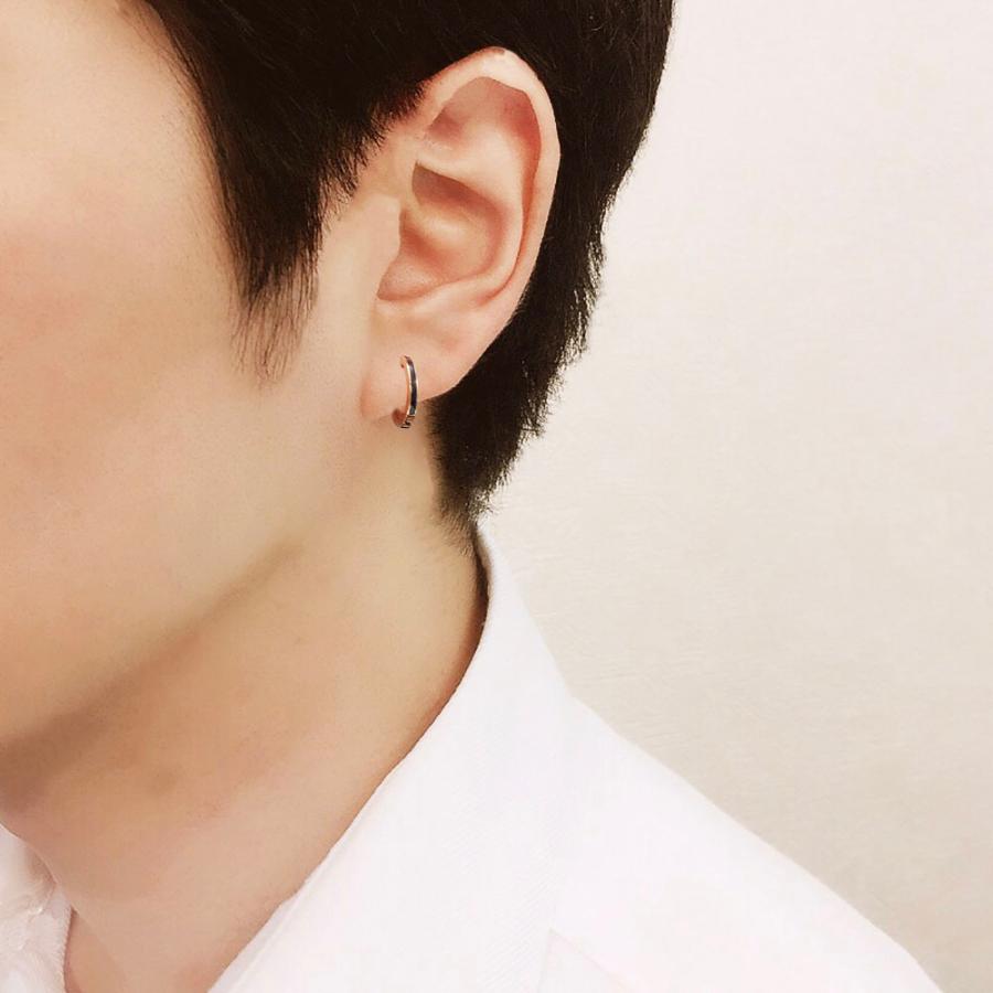ピアス メンズ フープ K18 オニキス 中折れ 両耳 レディース 新品