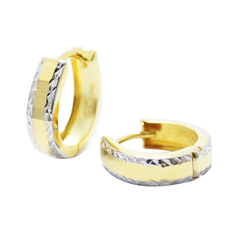 ピアス メンズ フープ K18 ホワイト 中折れ 両耳 馬蹄型 レディース  