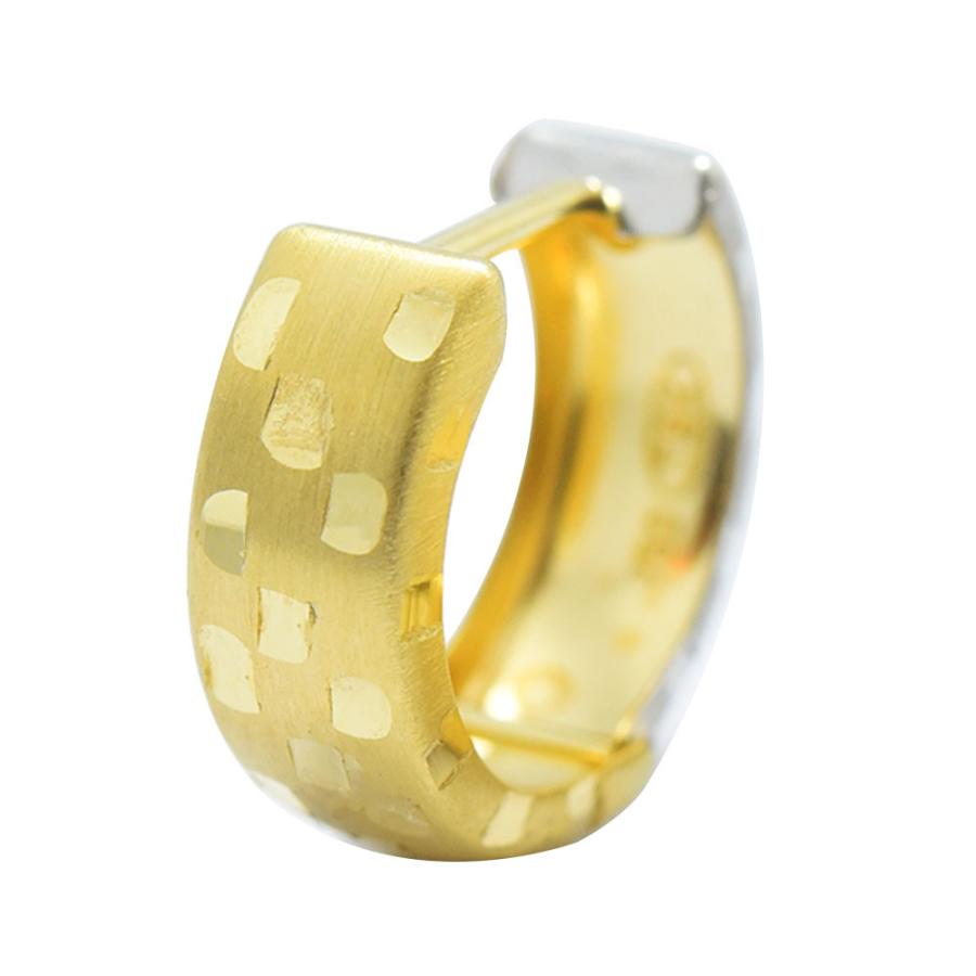 新品　ピアス メンズ フープ K18 イエロー ホワイト中折れ両耳 レディース ピアス メンズ フープ K18 イエロー ホワイト 中折れ 片耳 片側