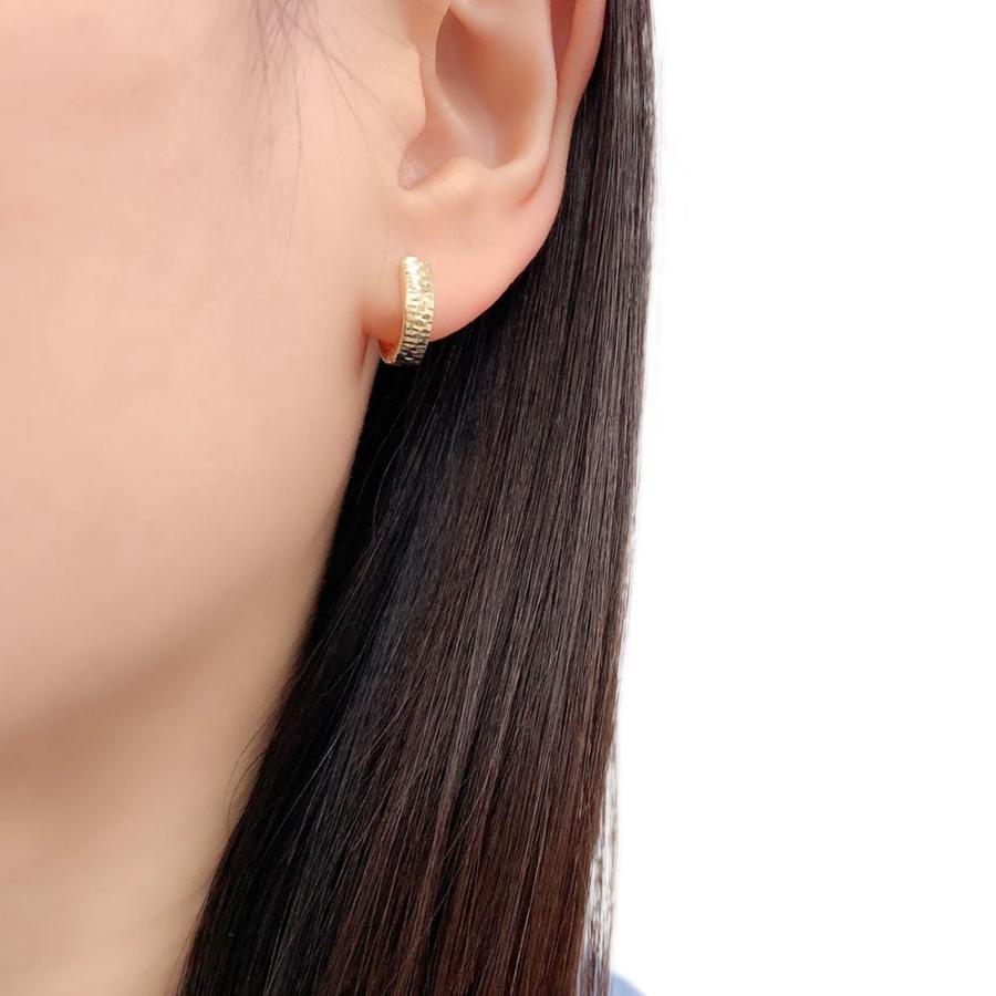 ピアス メンズ フープ K18 中折れ 両耳 馬蹄型 レディース 新品
