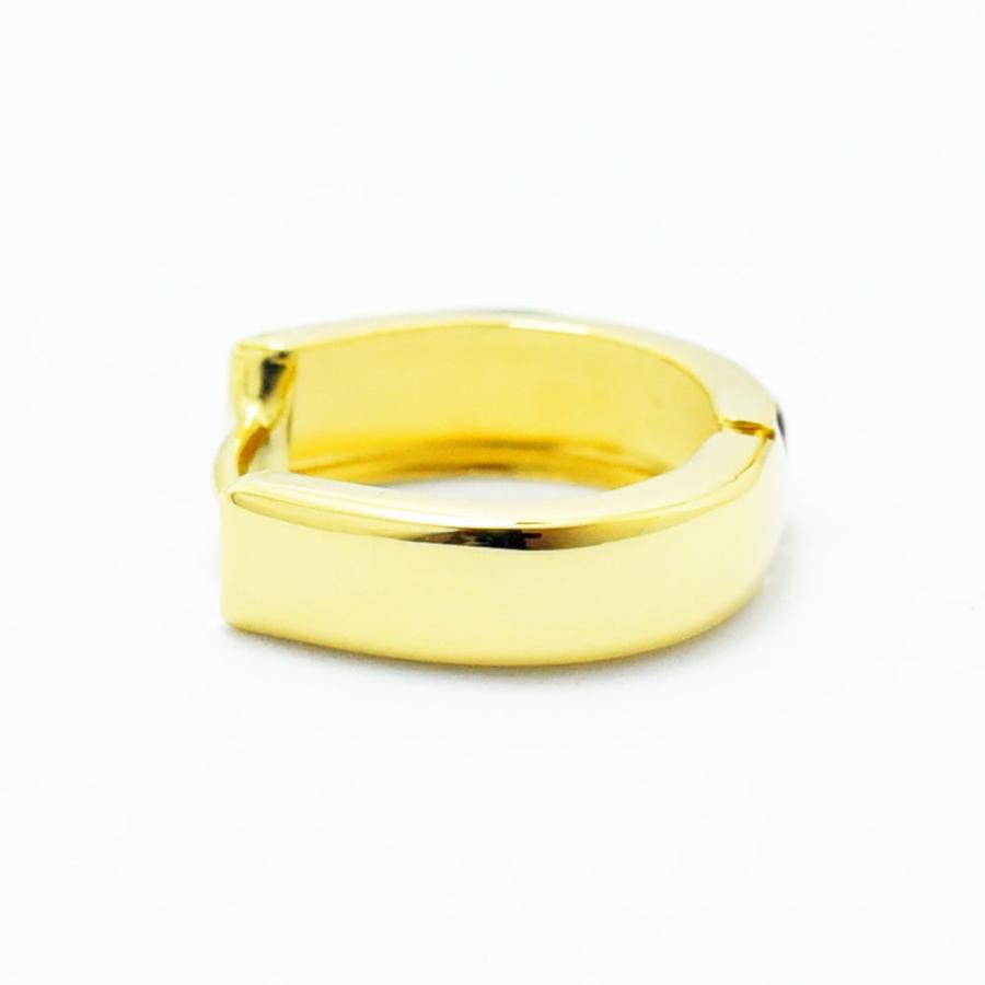 ピアス メンズ フープ K18 エナメル 中折れ 両耳 馬蹄型 レディース