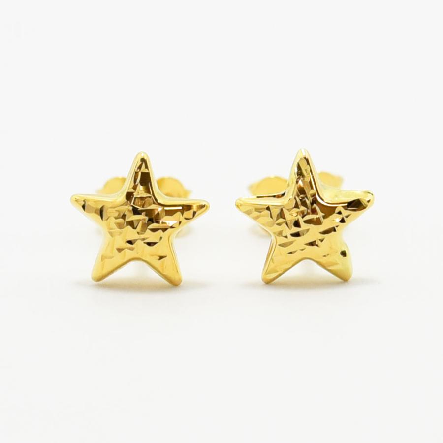 ピアス レディース 星 スター K18 750 メンズ 中空 両耳 新品 : 御徒町