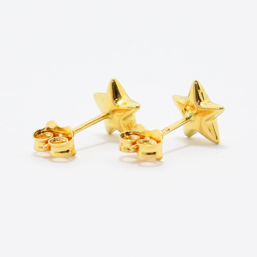 ピアス レディース 星 スター K18 750 メンズ 中空 両耳 新品 : 御徒町