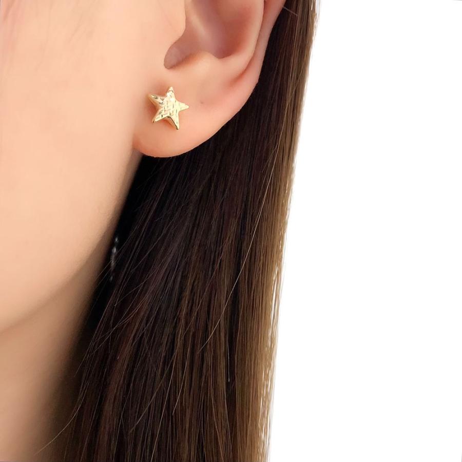 ピアス レディース 星 スター K18 750 メンズ 中空 両耳 新品 : 御徒町