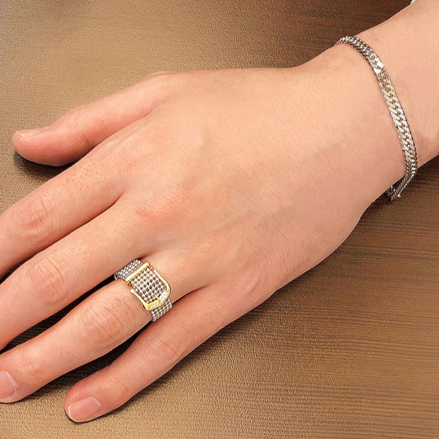 ベルトリング バックル ベルト型 リング ダイヤモンド K18 SV シルバー