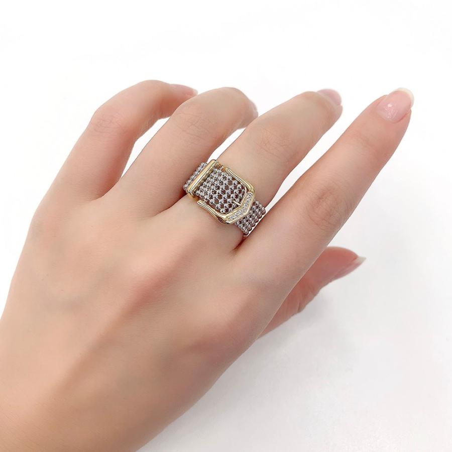 ベルトリング バックル ベルト型 リング ダイヤモンド K18 SV シルバー