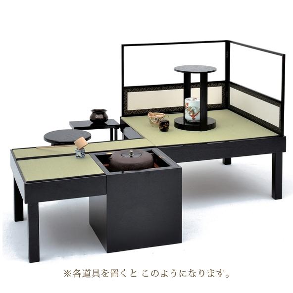 岡田園 茶道用 点前具 立礼棚 優心なごみ棚 (極) 建水台・円椅1台付き