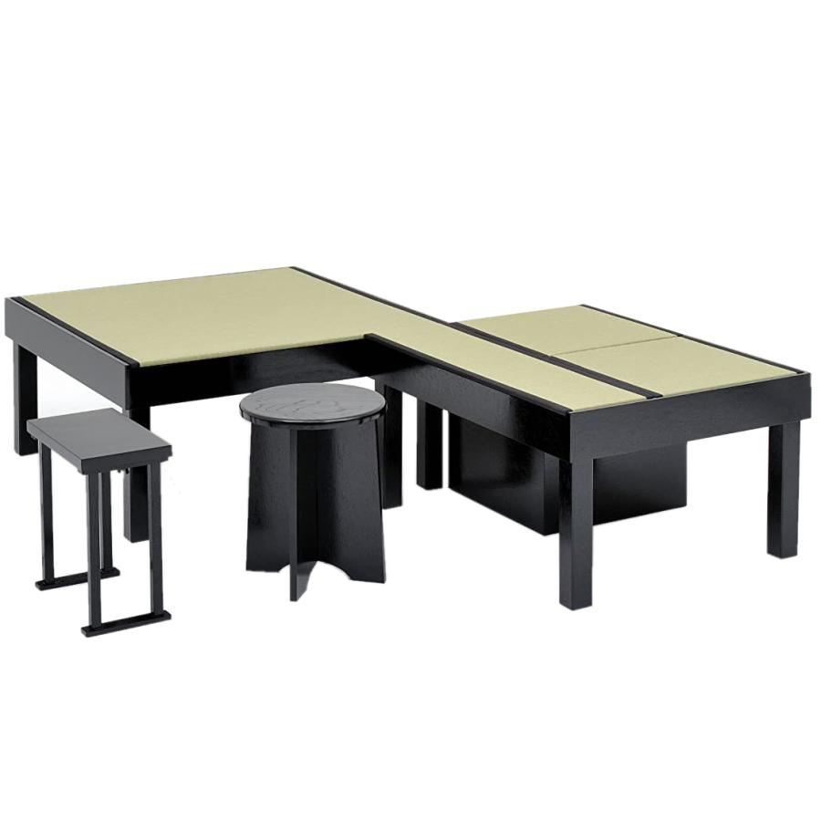 岡田園 茶道用 点前具 立礼棚 優心なごみ棚 (極) 建水台・円椅1台付き