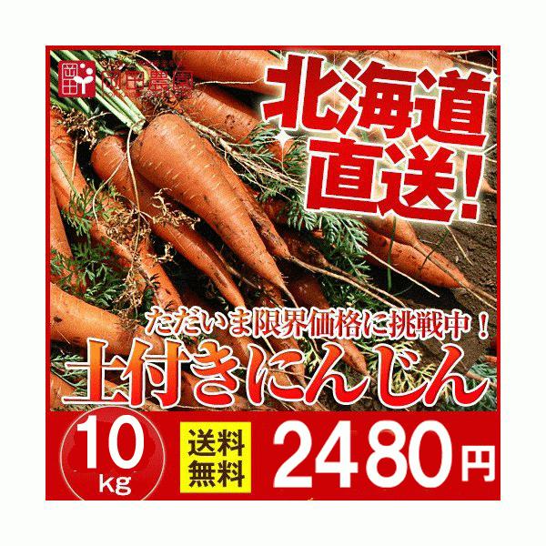 土付き にんじん 北海道産 （10kg/ M〜Lサイズ）  産地直送/  低農薬/ 送料無料｜okadanouen