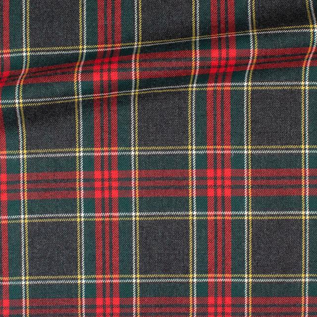 【未使用保管品】ウール100% 生地 反物 タータンチェック 赤黒 着物 期間限定20％OFF／ ウール生地 ウールタータンチェック（151-2050） 31