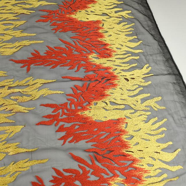 期間限定20％OFF／ 生地 ファイヤーレース （194308） 2.赤×黄×黒地