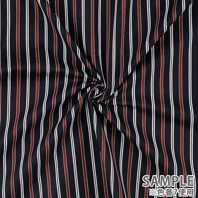 生地 ツイルレジメンストライプ（25369） 7.黒地×白×赤 09Bk23_