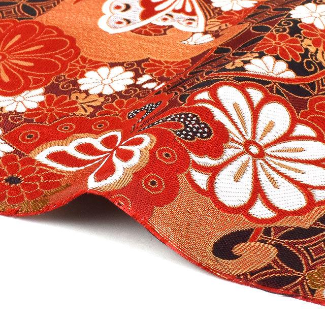 期間限定10％OFF／ 金襴生地 洛レイ四丁 蝶紋（1215-7030） 赤
