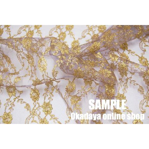生地 クラシカルラメラッセルレース（873） 4.ラベンダー/ゴールド