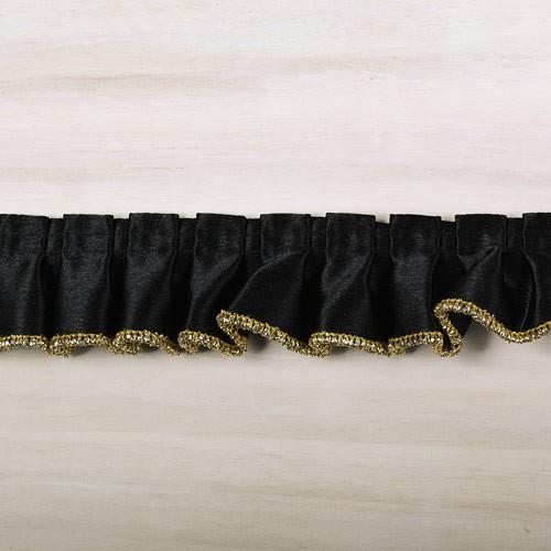 期間限定20％OFF／ サテンフリルレース（501F） 約3.5cm幅 10G.黒