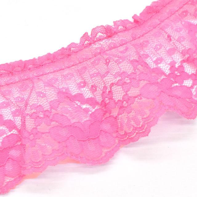 ラッセルフリルギャザーレース（51282Q） PK.ピンク 07Ac99_ : 新宿
