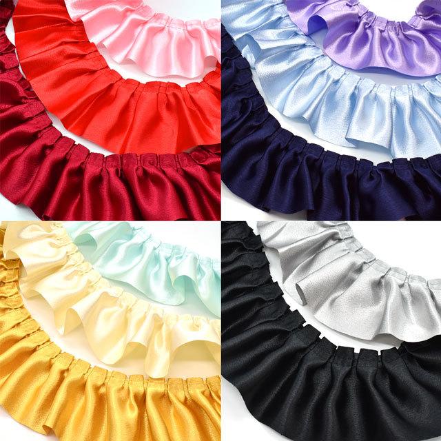 期間限定10％OFF／ 太幅サテンボックスフリルレース（650BF） 3.ピンク