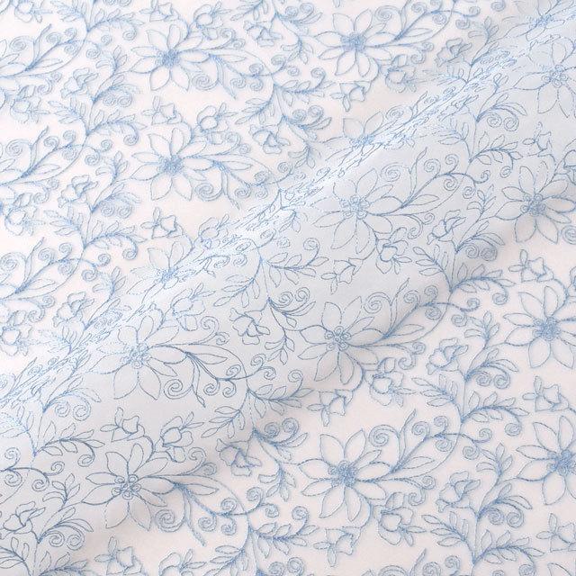 期間限定10％OFF／ 生地 オーガンジーレース 花柄（OE9512） 6.ブルー