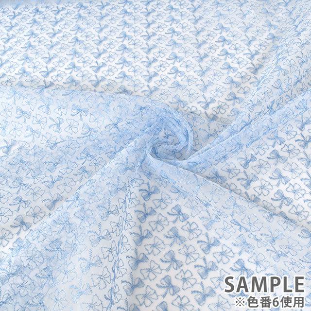 期間限定10％OFF／ 生地 オーガンジーレース リボン柄（OE10470） 3