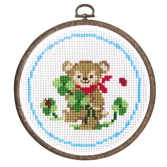 刺しゅうキット オリムパス クロスステッチ 森のかわいいなかまたち クマとクローバー 7403 H 5a 新宿オカダヤyahoo 店 通販 Yahoo ショッピング