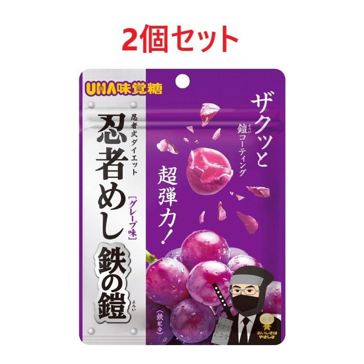 2個セット UHA味覚糖 忍者めし 鉄の鎧 グレープ味 40g　ハード食感 グミ（Yahoo!・おかど書店Yahoo!店）