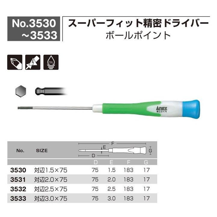 精密ドライバー ANEX 精密ドライバーシリーズ 【ボールポイント】 : お買い得工具