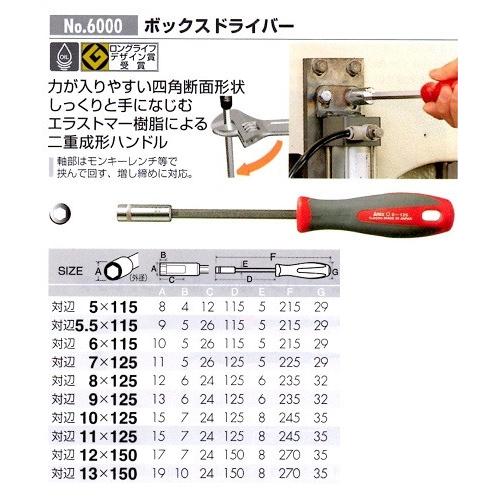 ANEX No6000 ボックスドライバー 対辺10×125 : お買い得