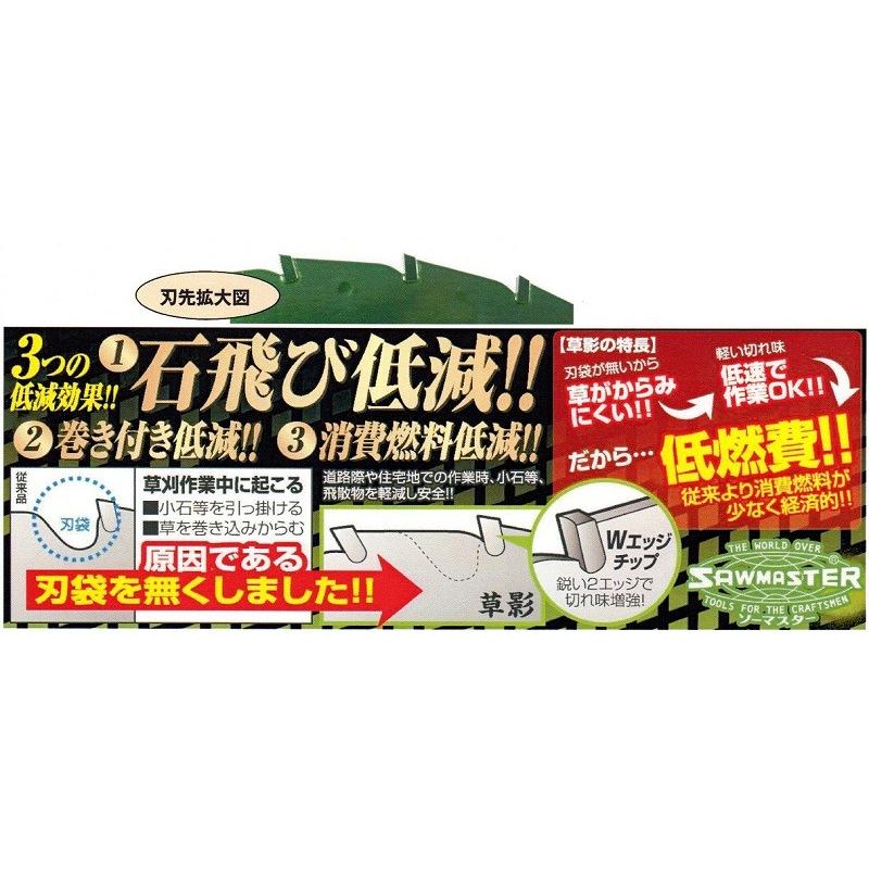関西洋鋸 (安全忍者 草影)チップソー 石飛軽減・草が絡みにくい・ 刈払