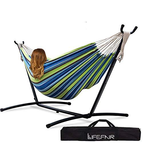 爆発的な割引 LifeFair ハンモック 自立式スタンドセット ダブルサイズ
