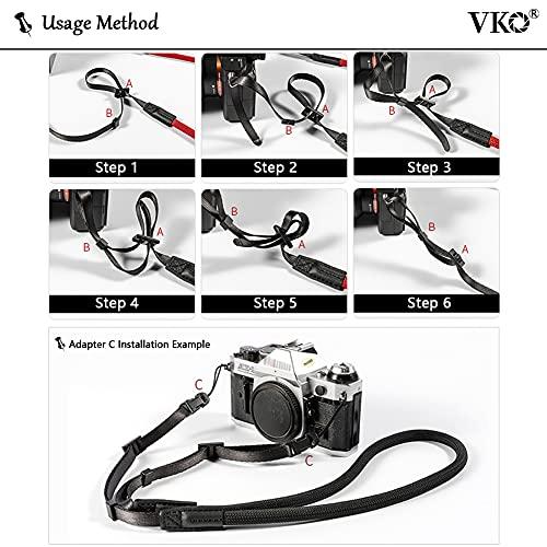 VKO カメラネックストラップ クライミングロープ製ショルダーストラップ 調節式な長さ80-135cm 一眼レフ/ミラーレス/コンパクトカメラ用（黒）｜okaidoku-store22｜06
