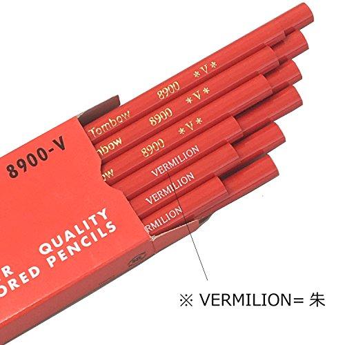 トンボ鉛筆 赤鉛筆 8900V 丸軸 朱色 1ダース 8900-V｜okaidoku-store22｜04