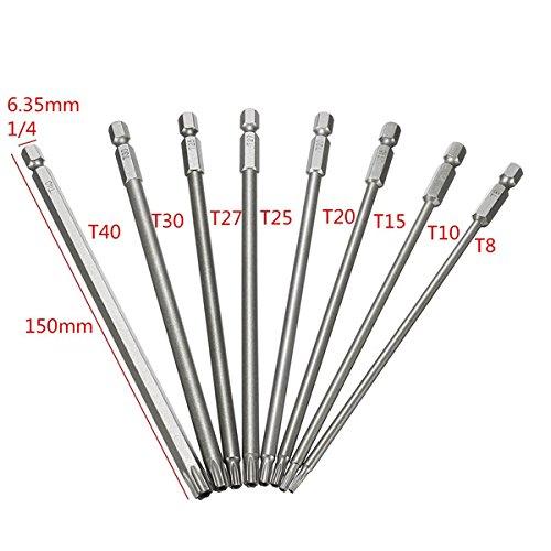 Wolfride 8本組 トルクスドライバー 6.35mm六角シャンク