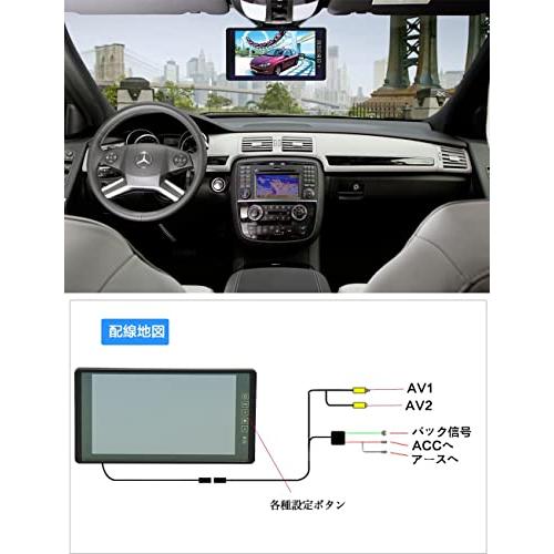 LOSKAルームミラーモニター 9インチタッチボタン12V/24V対応 解像度800