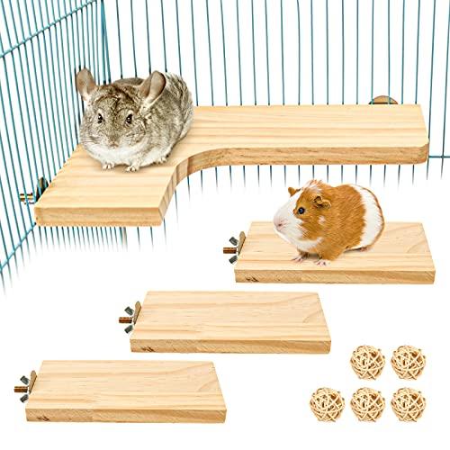 3点セット ペット用品 小動物 L字型 木製コーナーステージ ハムスター 
