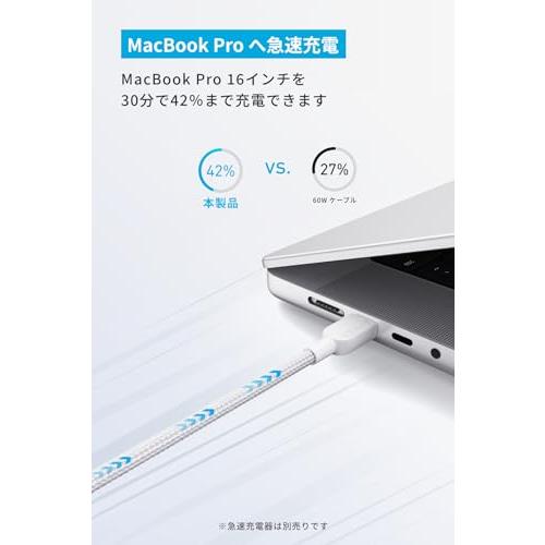 Anker USB-C & USB-C ケーブル (高耐久ナイロン) 1.8m ホワイト 240W Galaxy iPad Pro/Air MacBook Pro/Air 各種対応｜okaidoku44｜03