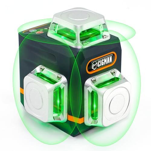 CIGMAN レーザー墨出し器 3x360*グリーンレーザー 水準器ツール