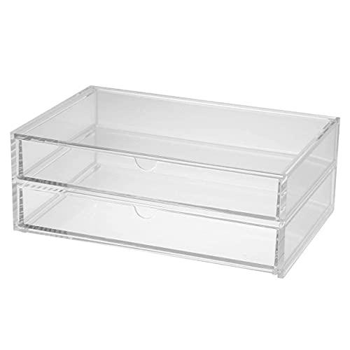 無印良品 重なるアクリルケース2段フタ付引出・大 約幅25.5*奥行17*高