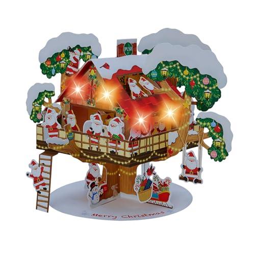 【人気商品】サンリオ クリスマス ハウス型ライト 4個セット サンリオ(SANRIO) クリスマスカード ライト＆メロディーカード ツリー