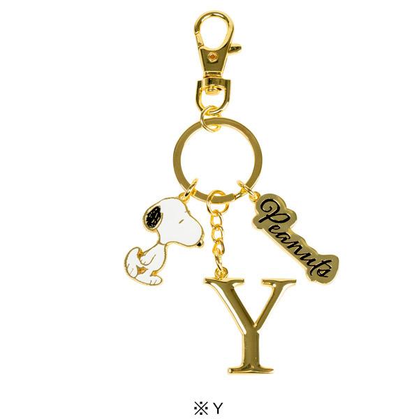 SNOOPY スヌーピー イニシャル キーリング シンプル ゴールド