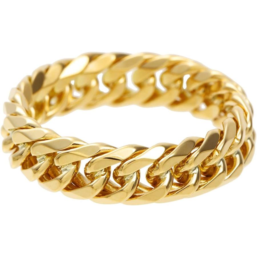 新しいブランド 18金リング フェアリーカレット K18 17号 内径18 4mm 外径23mm 日本製 太め 6面w喜平リング レディース アクセサリー