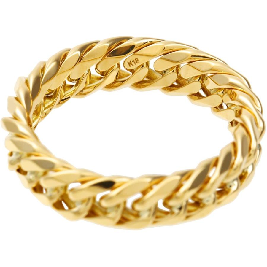 新しいブランド 18金リング フェアリーカレット K18 17号 内径18 4mm 外径23mm 日本製 太め 6面w喜平リング レディース アクセサリー