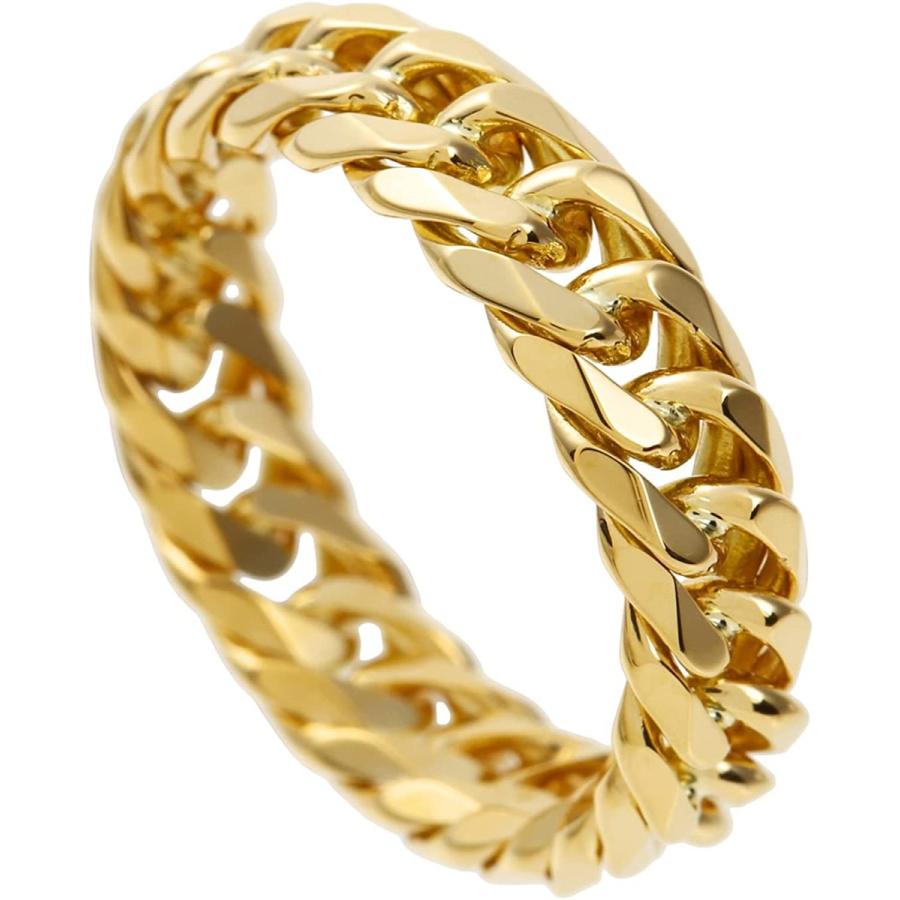 新しいブランド 18金リング フェアリーカレット K18 17号 内径18 4mm 外径23mm 日本製 太め 6面w喜平リング レディース アクセサリー