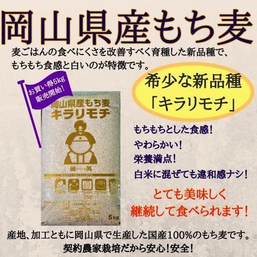 令和5年産 キラリもち麦 10kg (5kg×2袋)  岡山県産 国産100％ もち麦 送料無料｜okaman｜02