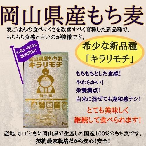 岡萬 もち麦 令和7年産 キラリもち麦 20kg (5kg×4袋) 岡山県産 国産100