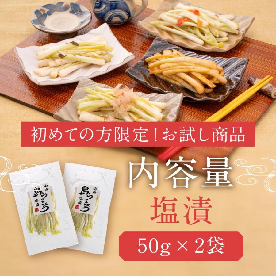 お試し 送料無料 島らっきょう 塩漬け 塩らっきょう 沖縄 グルメ 50g×2袋 |  | 15