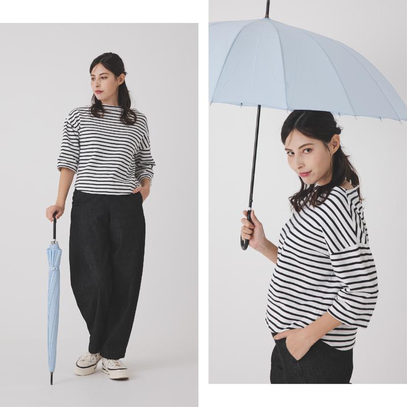 傘 レディース 風に強い 16本骨 グラスファイバー骨 無地 撥水効果 テフロン生地 持ち手 上品な合皮巻き 60cm ジャンプ傘 雨傘 長傘 婦人傘 | ブランド登録なし | 05